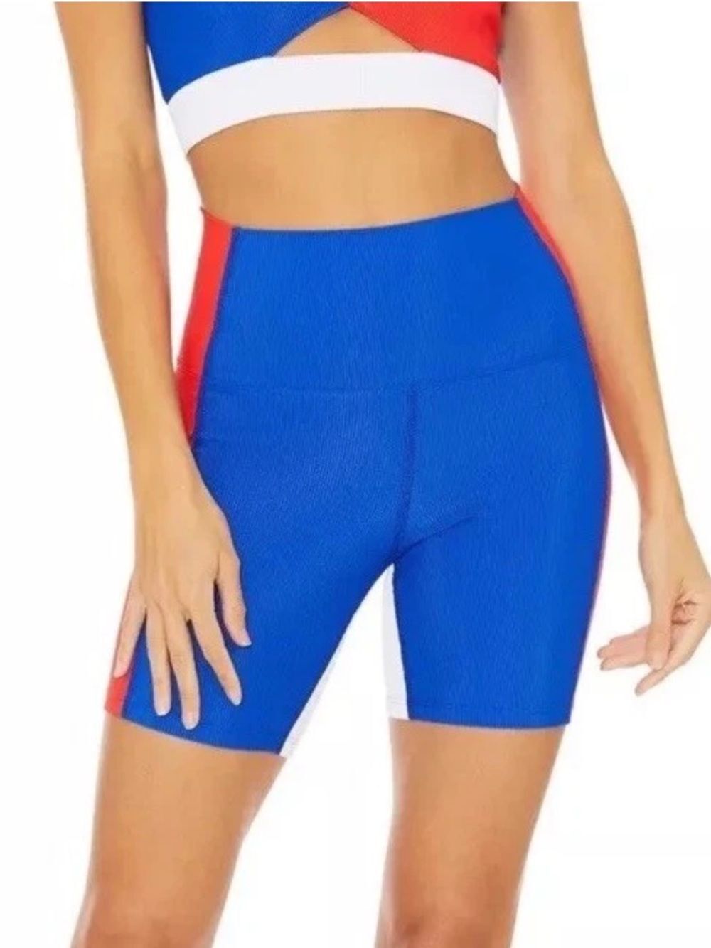 Beach Riot Bike Shorts Color Block Red White Blue Size Small